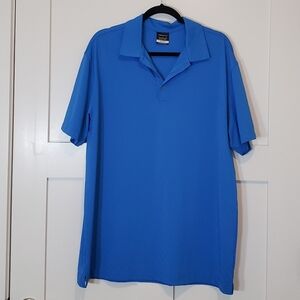 NikeGolf Dri-Fit Polo Blue Textured Slanted Stripes Size XL Short Sleeve